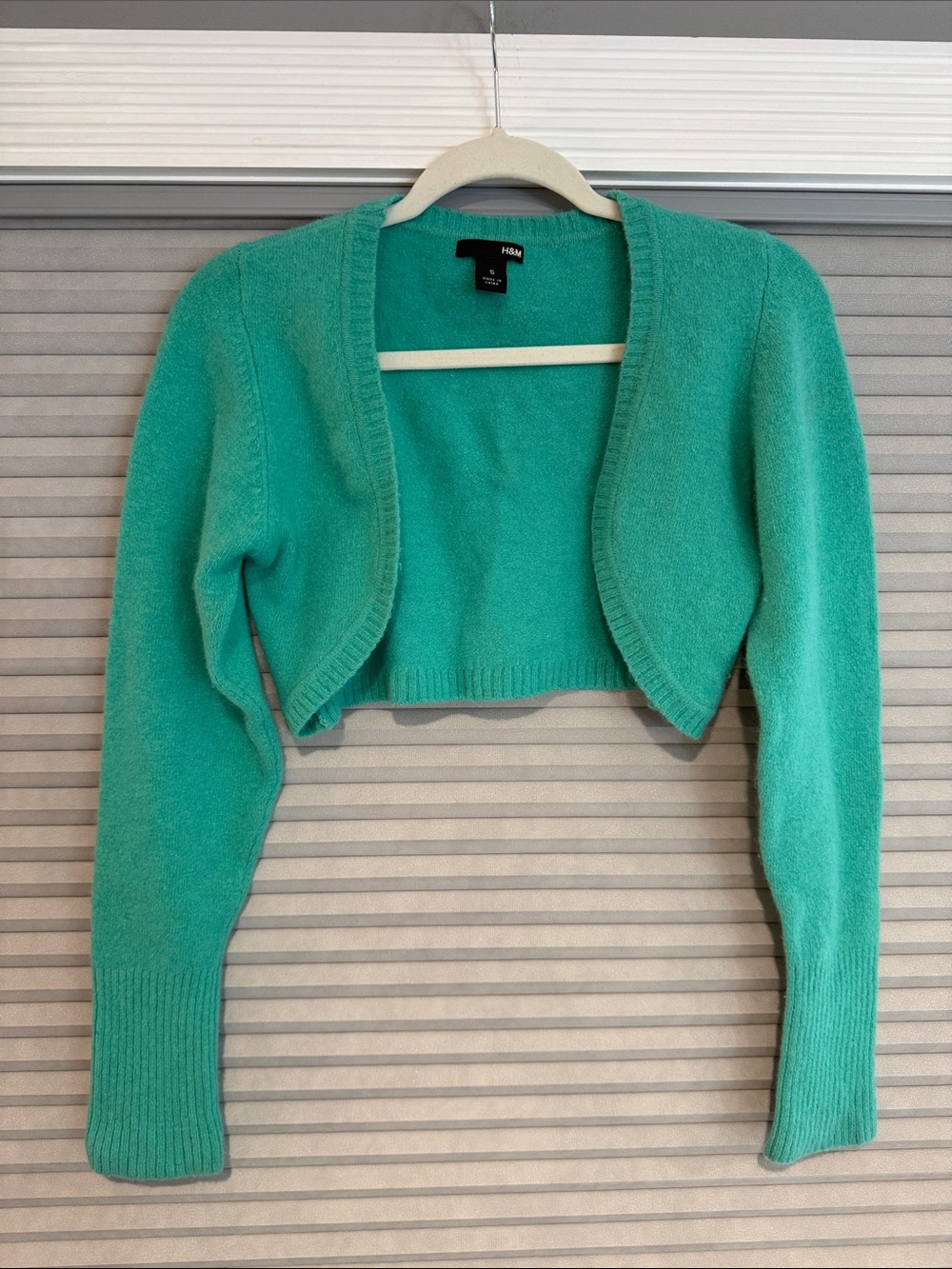 New H&M Teal Cropped Bolero Cardigan